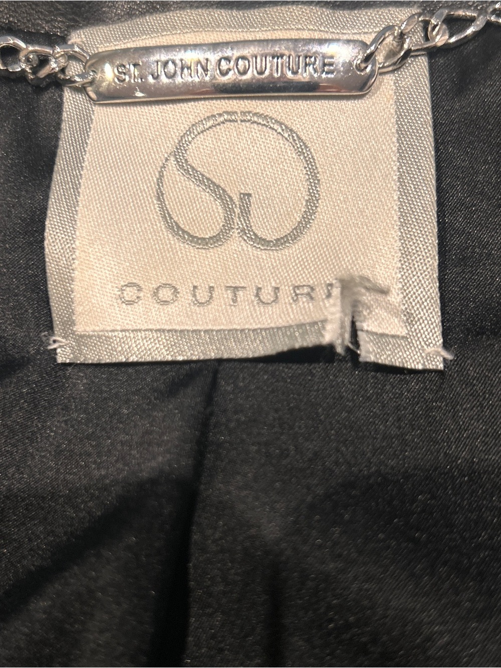 St. John couture Black Leather Braided-Trim Blazer Jacket - Picture 4 of 6